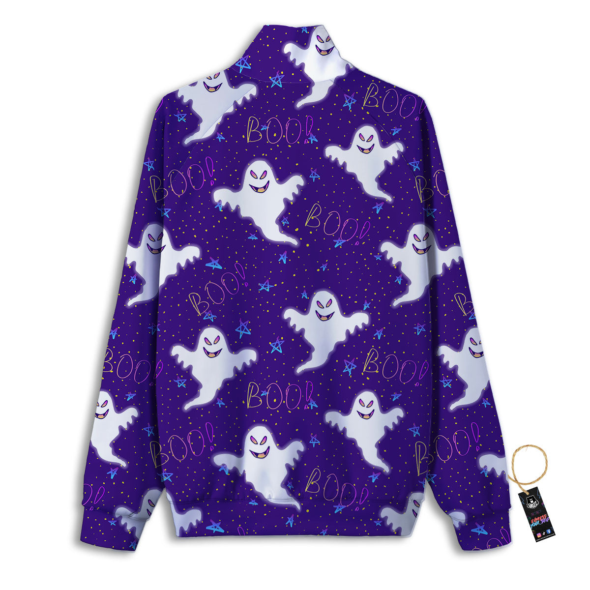 Ghost Happy Halloween Print Pattern Track Jacket-grizzshop