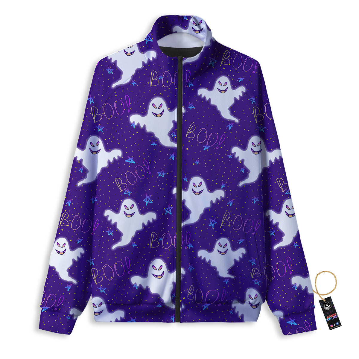 Ghost Happy Halloween Print Pattern Track Jacket-grizzshop