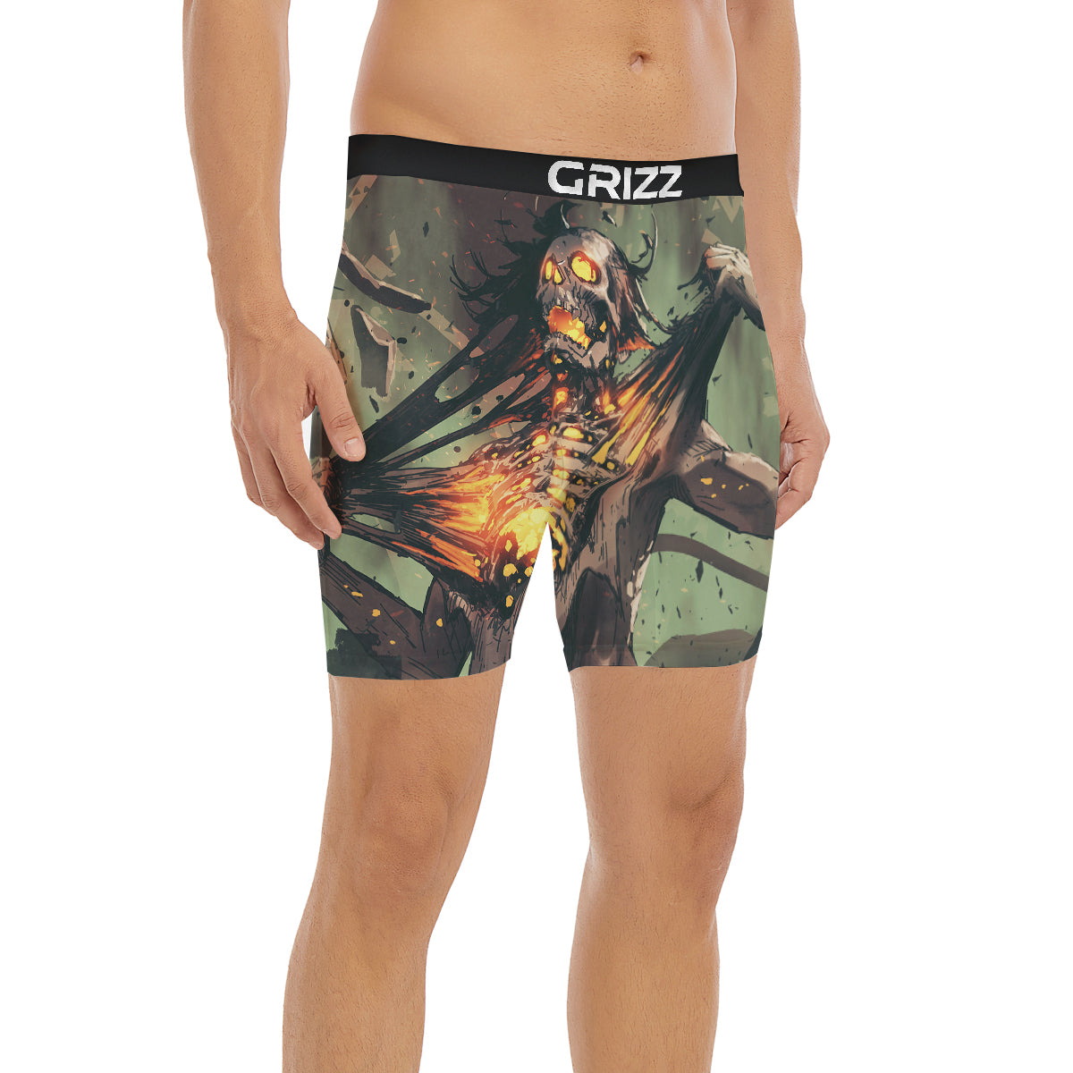 Ghost Skeleton Print Boxer Briefs-grizzshop