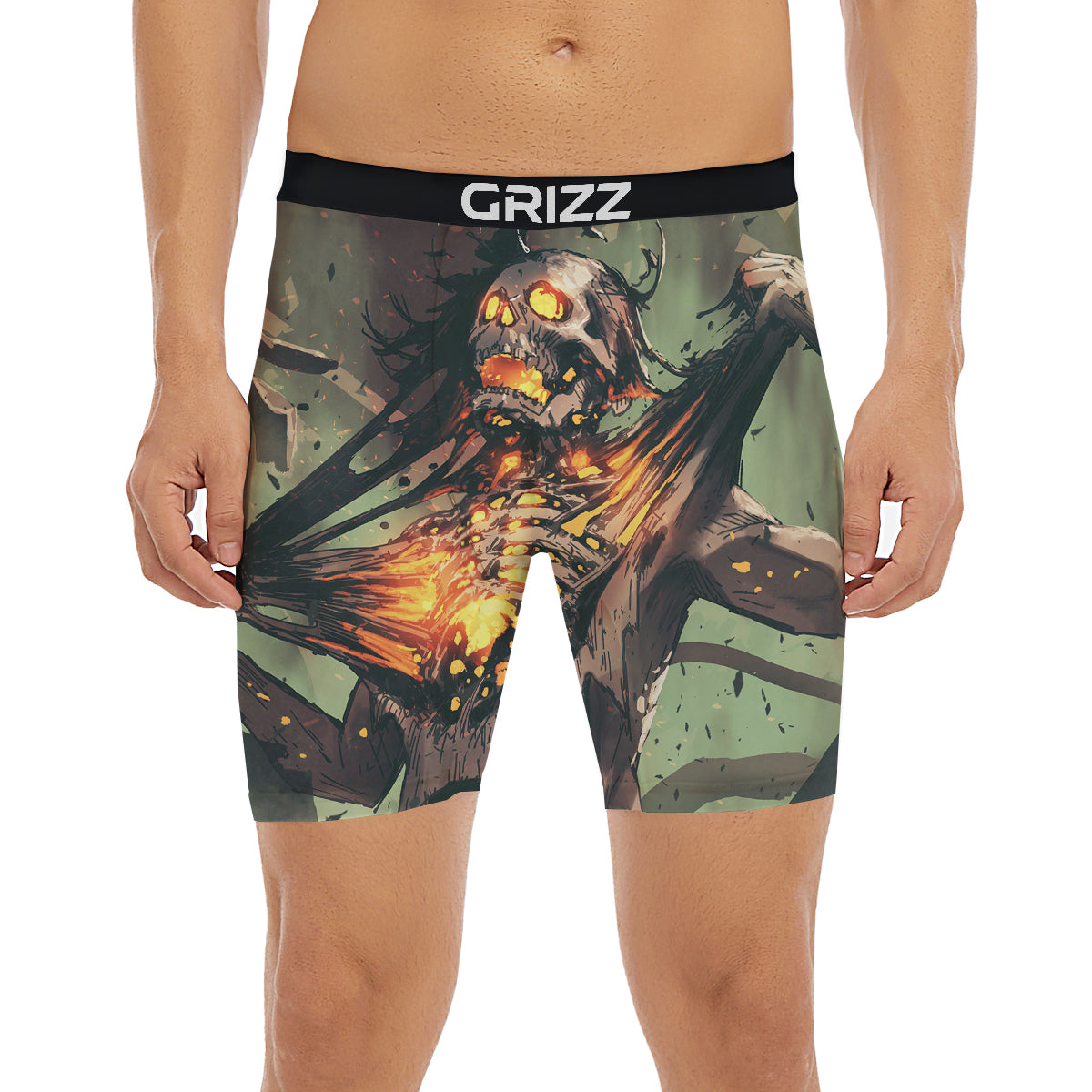 Ghost Skeleton Print Boxer Briefs-grizzshop