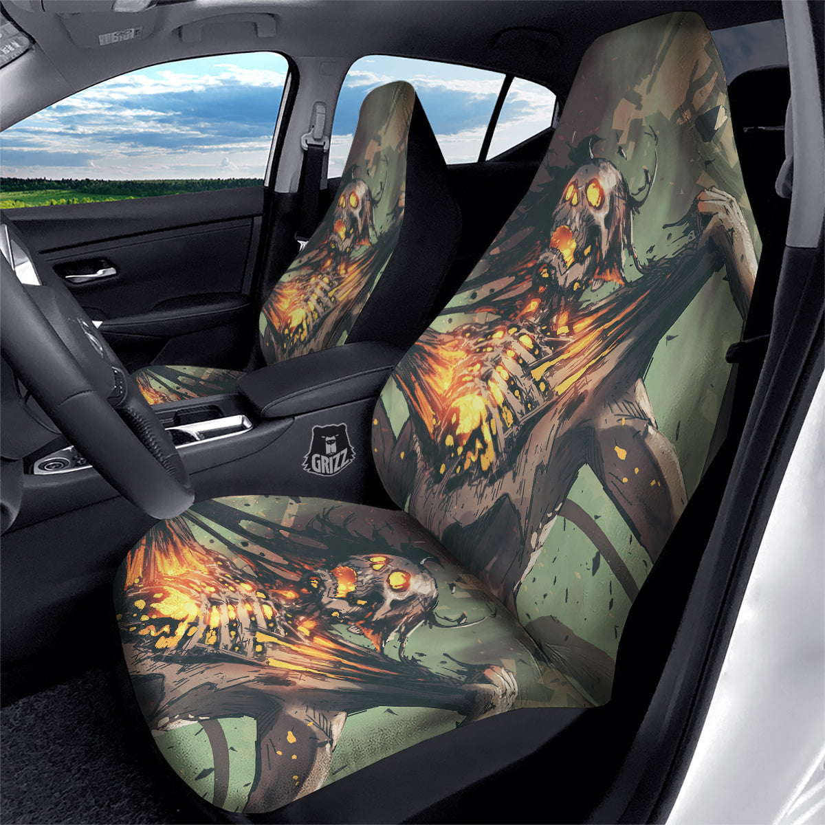 Ghost Skeleton Print Car Seat Covers-grizzshop