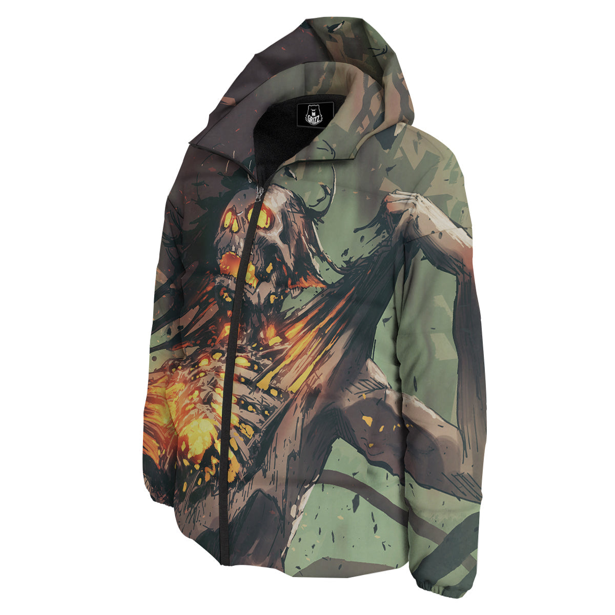 Ghost Skeleton Print Down Jacket-grizzshop