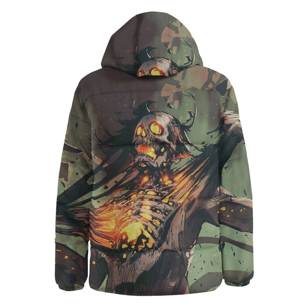Ghost Skeleton Print Down Jacket-grizzshop
