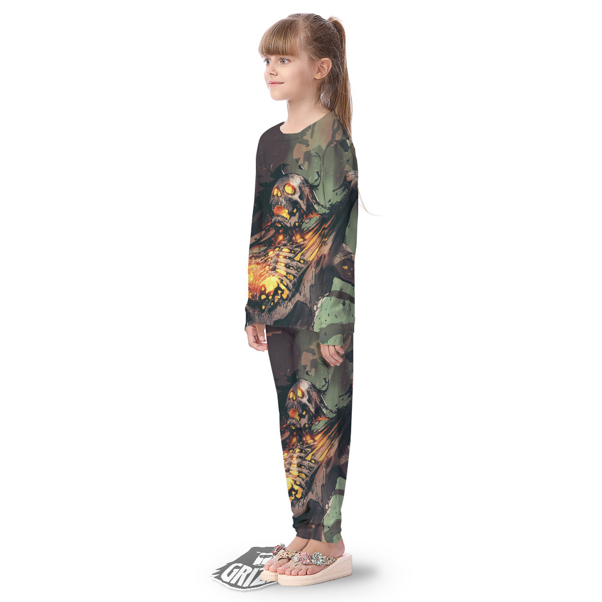 Ghost Skeleton Print Kid's Pajamas-grizzshop