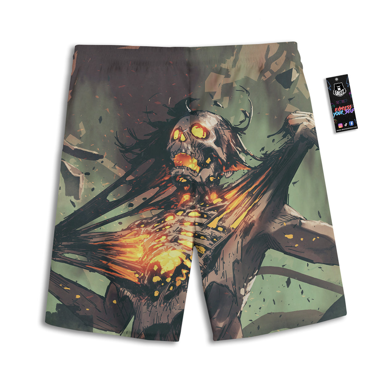 Ghost Skeleton Print Men's Athletic Shorts