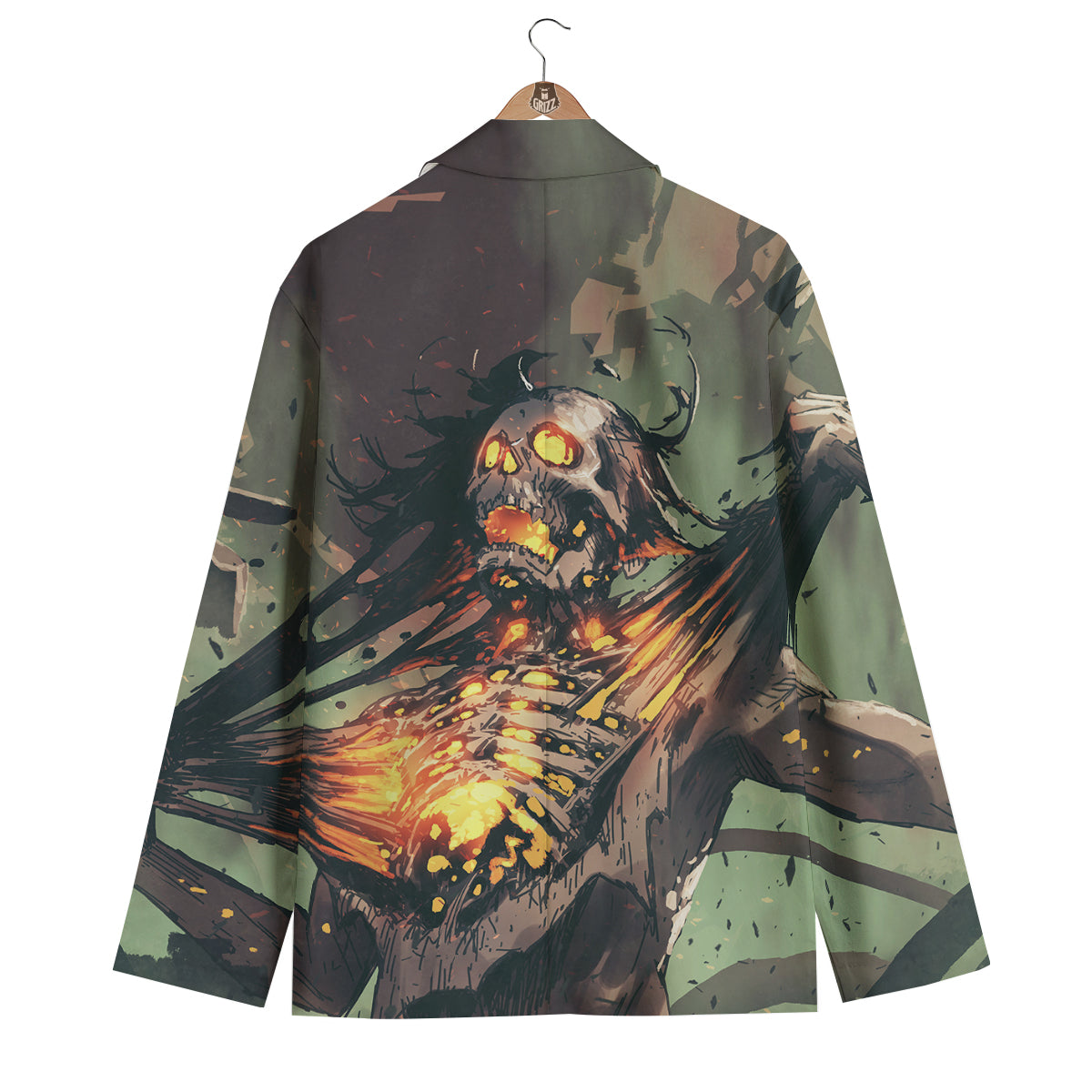 Ghost Skeleton Print Men's Blazer-grizzshop