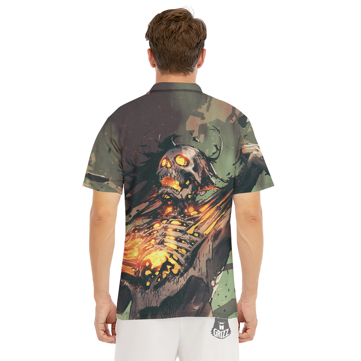 Ghost Skeleton Print Men's Golf Shirts-grizzshop