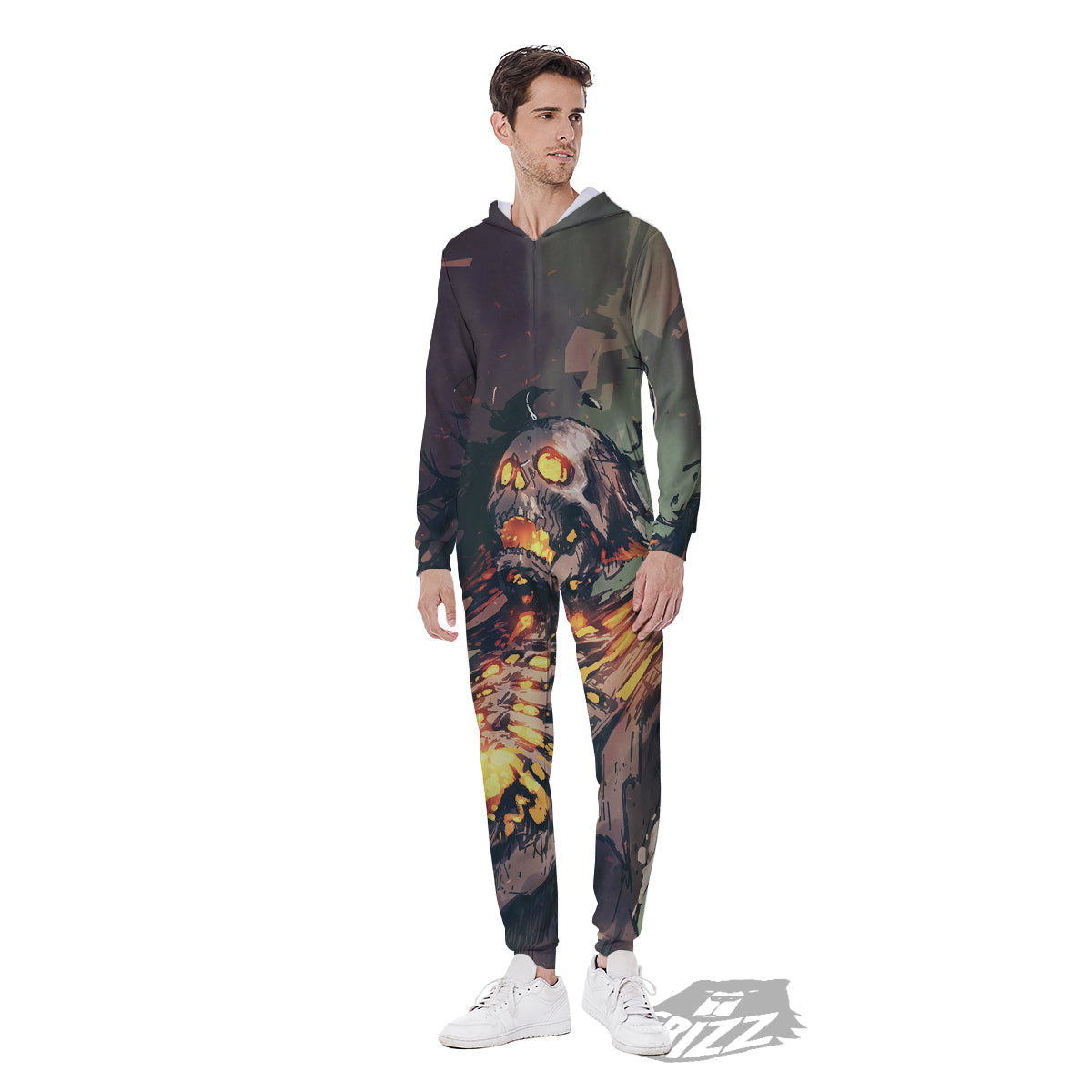 Ghost Skeleton Print Men's Jumpsuit-grizzshop