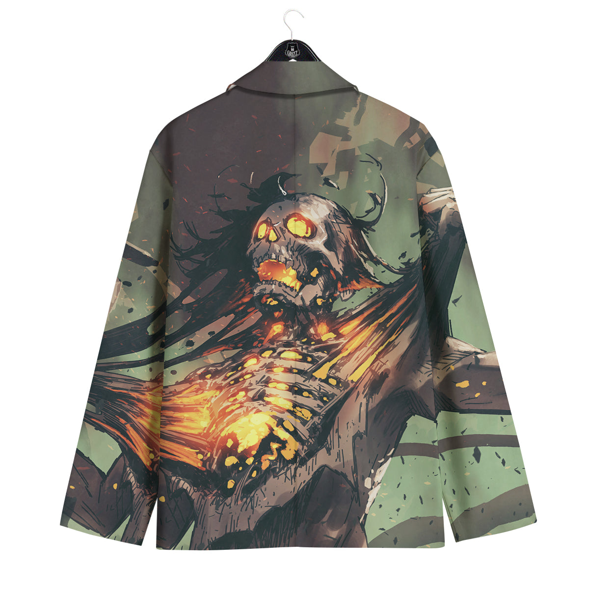 Ghost Skeleton Print Men's Sport Coat-grizzshop
