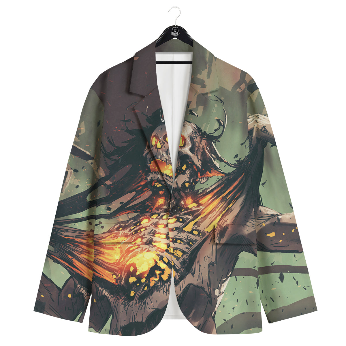 Ghost Skeleton Print Men's Sport Coat-grizzshop