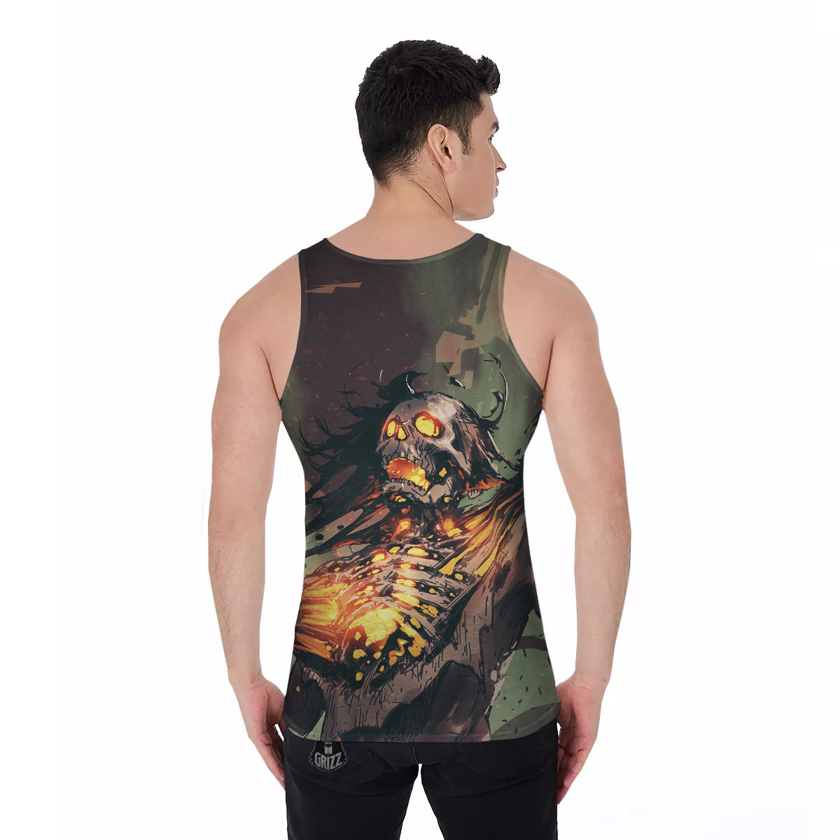 Ghost Skeleton Print Men's Tank Top-grizzshop