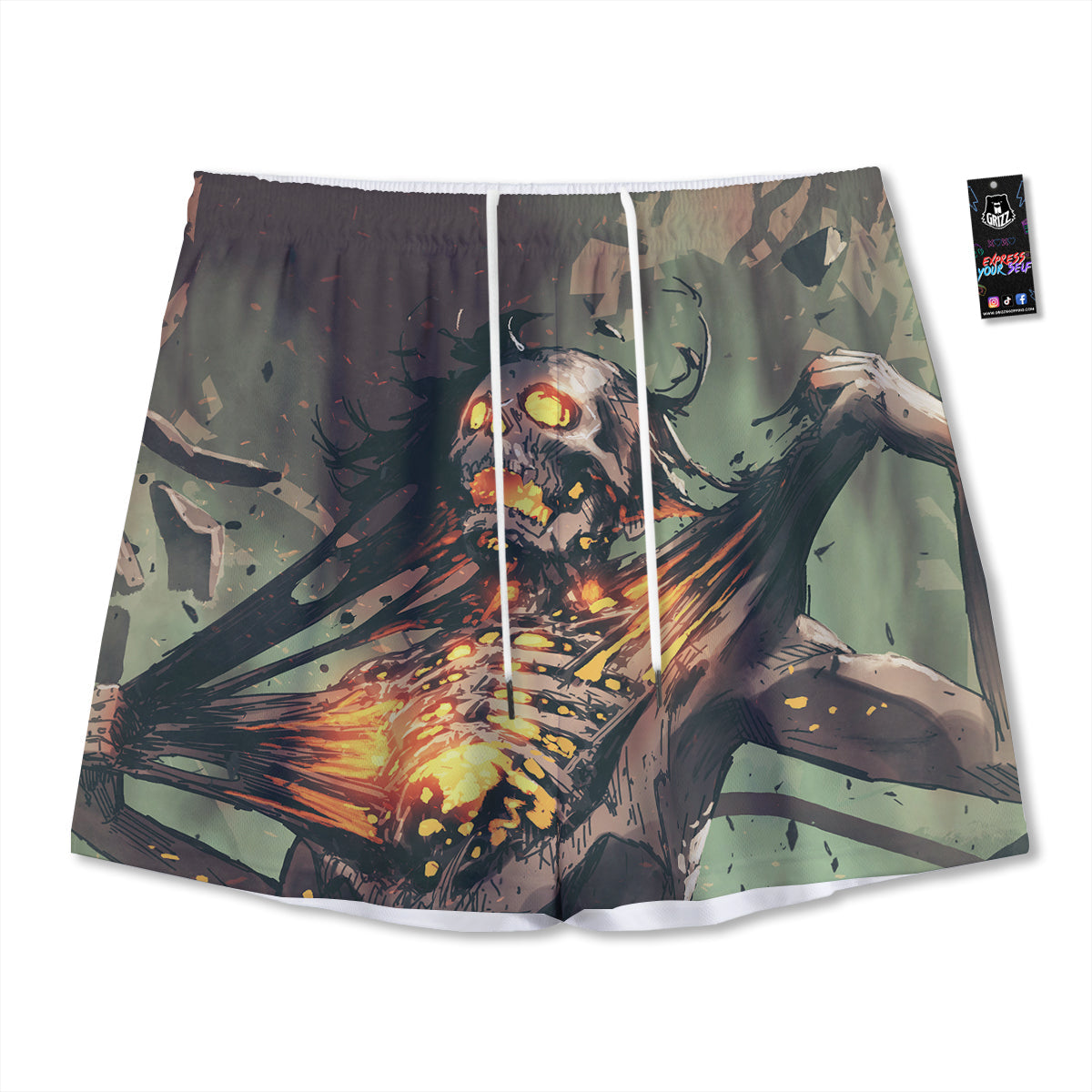 Kaleidoscope Gold Print Mesh Shorts
