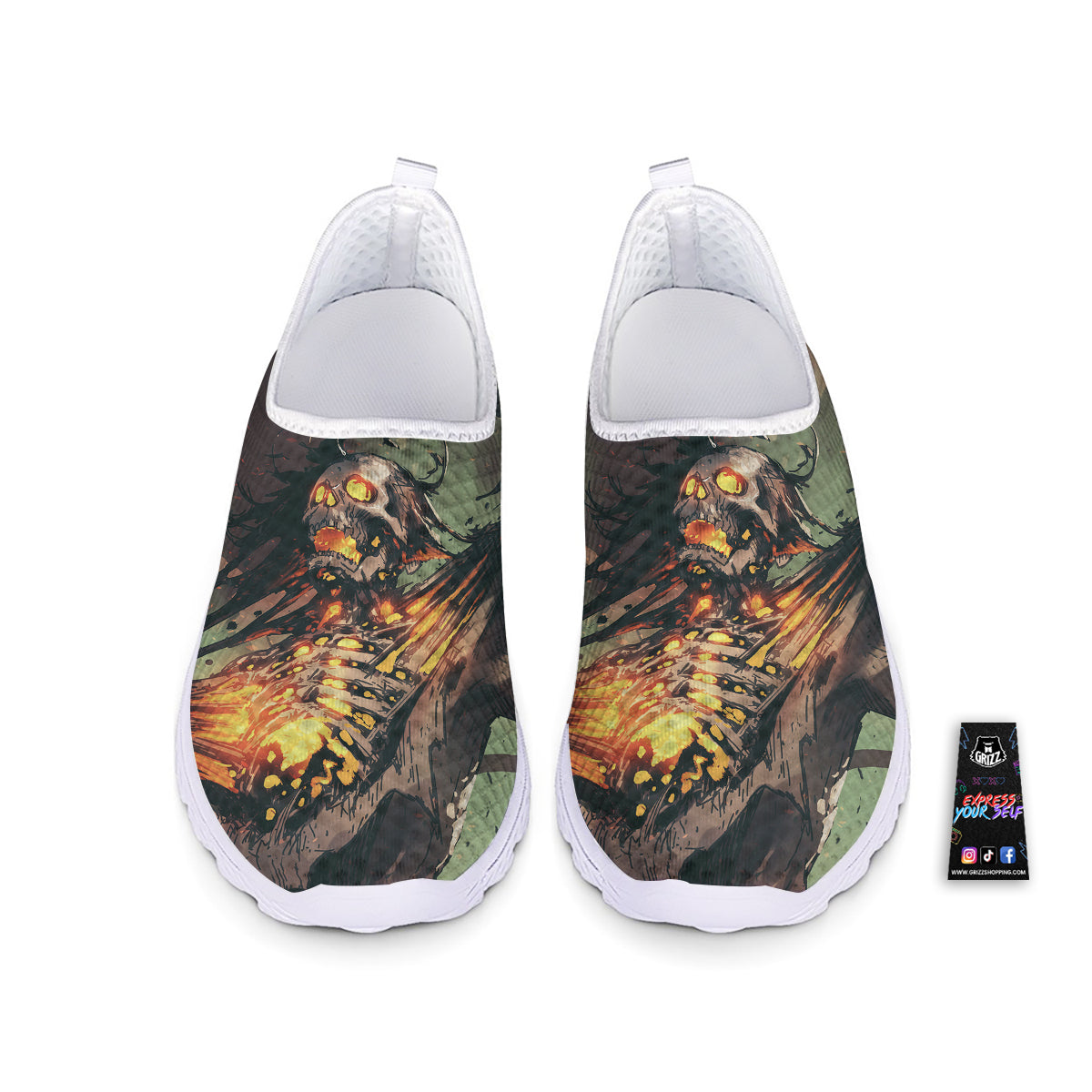 Ghost Skeleton Print Nurse Shoes-grizzshop