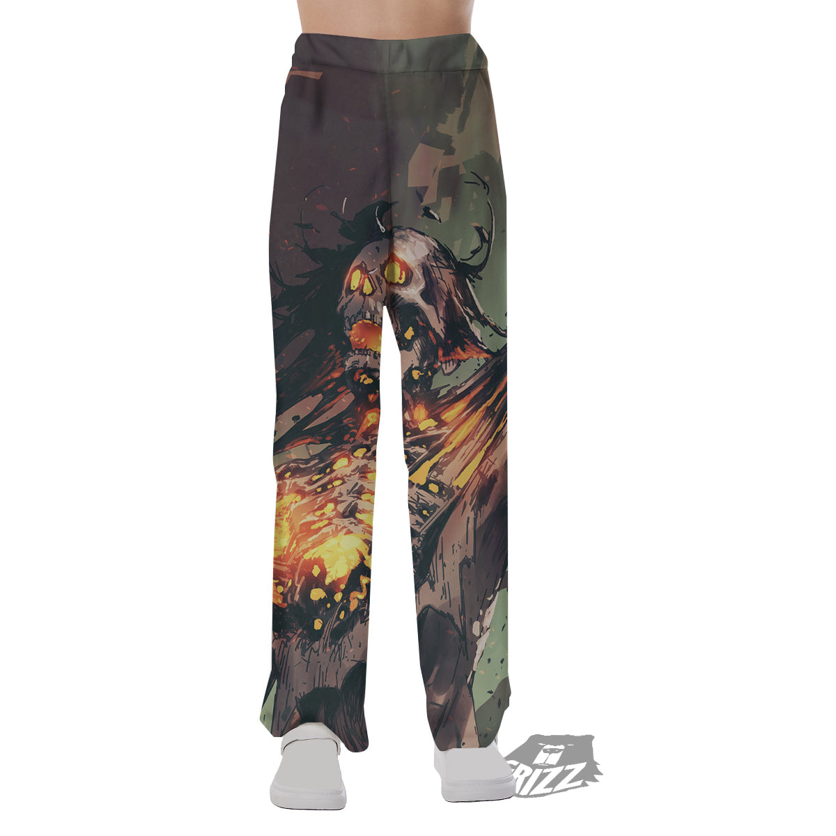 Ghost Skeleton Print Pajama Pants-grizzshop