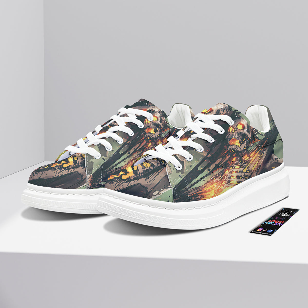 Ghost Skeleton Print Platform Shoes-grizzshop