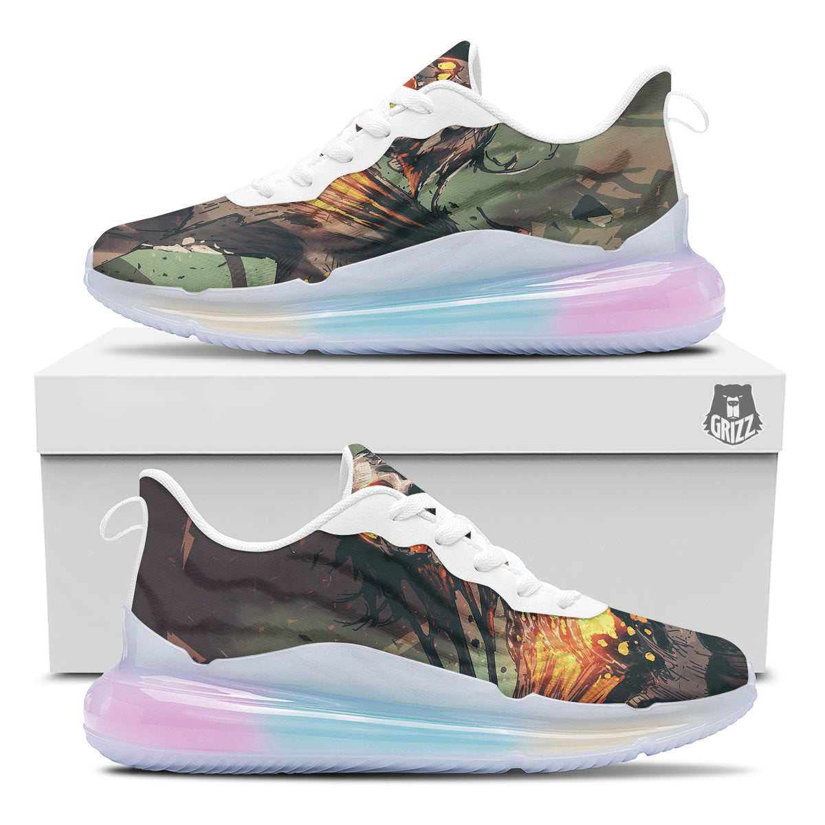 Ghost Skeleton Print Running Sneakers-grizzshop