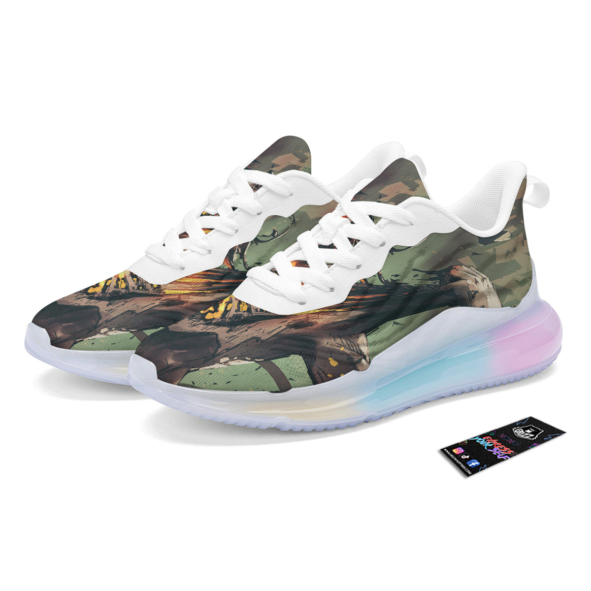 Ghost Skeleton Print Running Sneakers-grizzshop