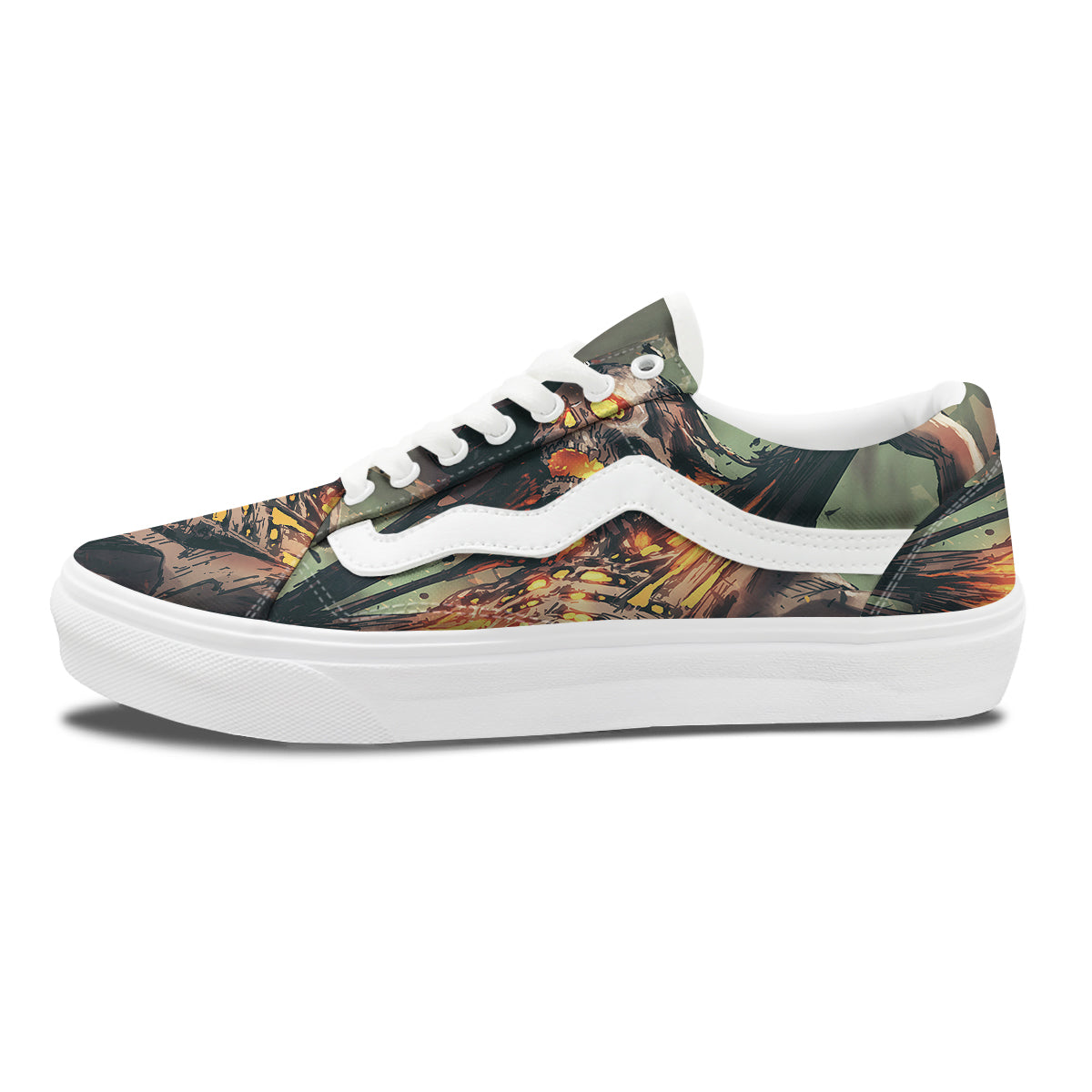 Ghost Skeleton Print Skate Shoes-grizzshop