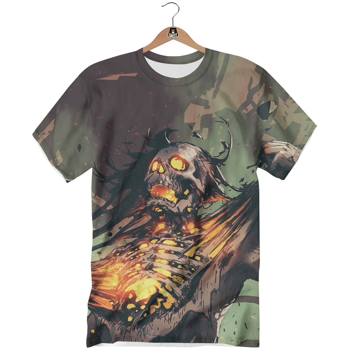 Ghost Skeleton Print T-Shirt-grizzshop