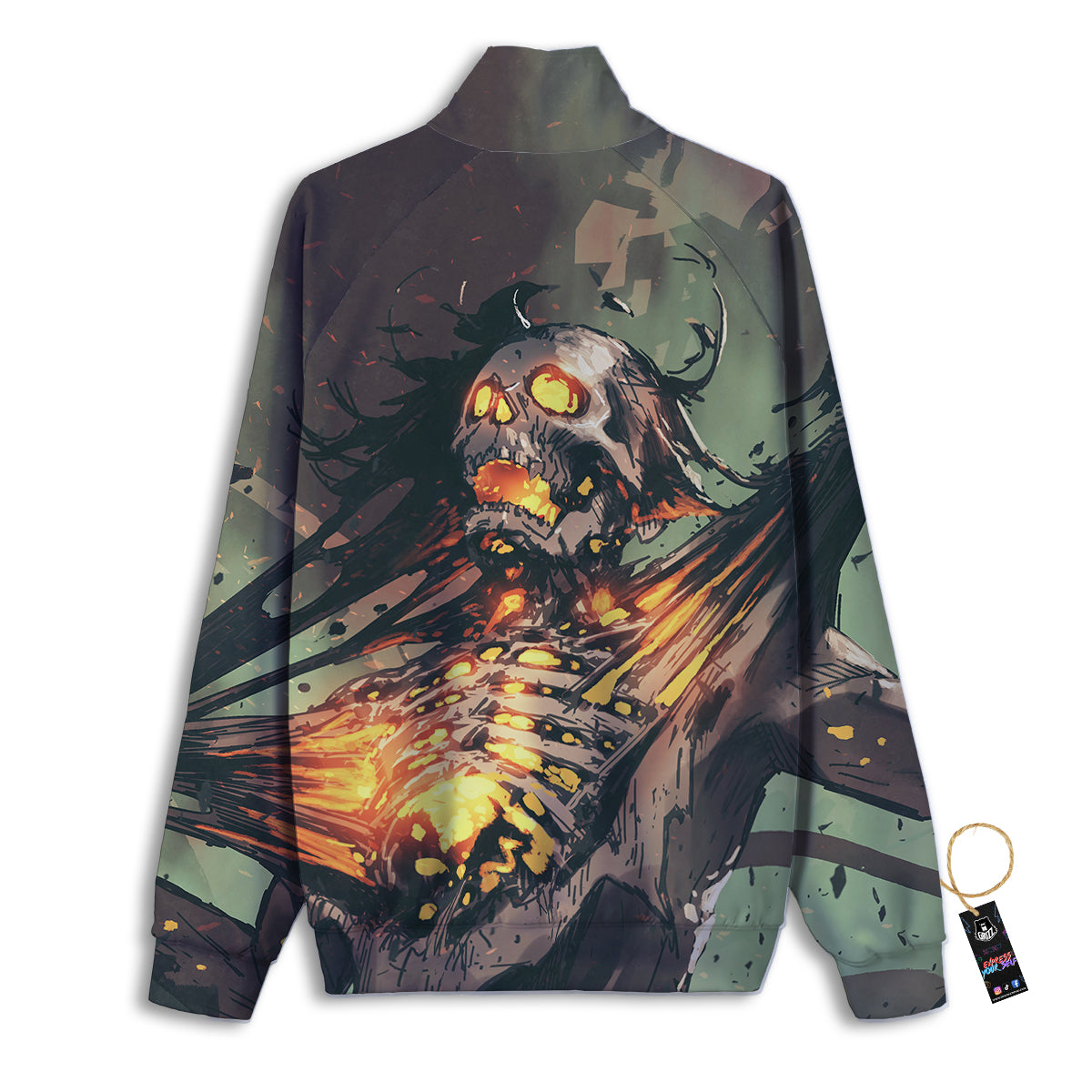Ghost Skeleton Print Track Jacket-grizzshop