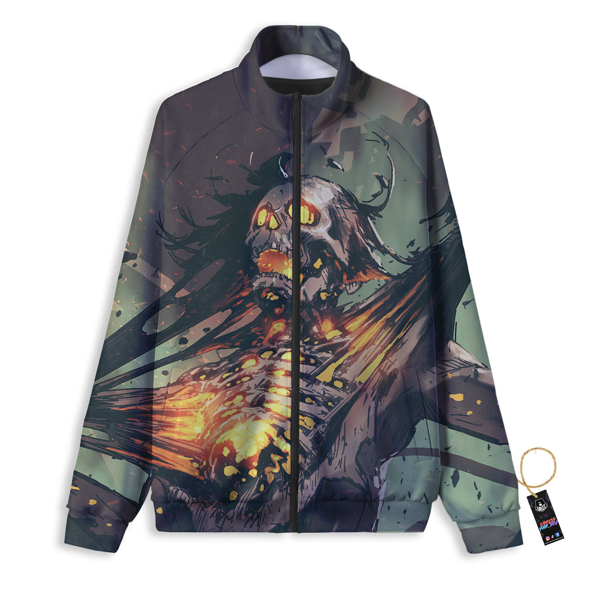 Ghost Skeleton Print Track Jacket-grizzshop