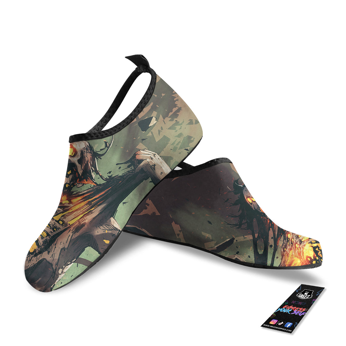 Ghost Skeleton Print Water Shoes-grizzshop