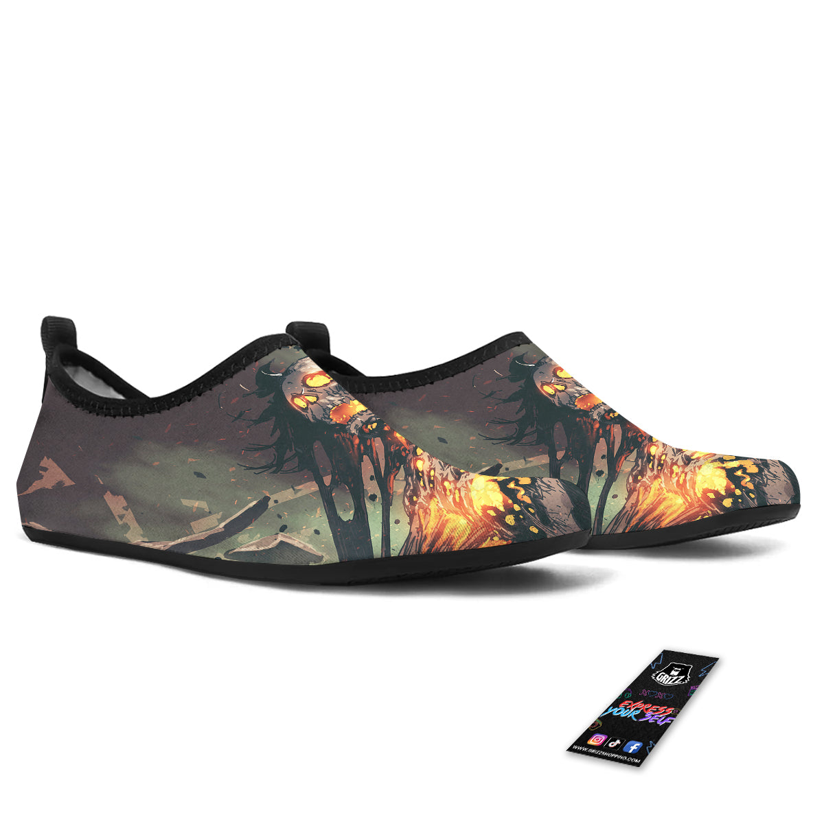 Ghost Skeleton Print Water Shoes-grizzshop