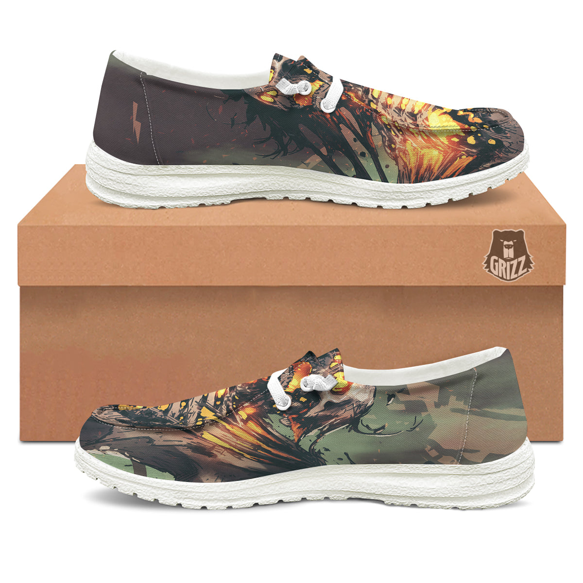 Ghost Skeleton Print White Loafers-grizzshop