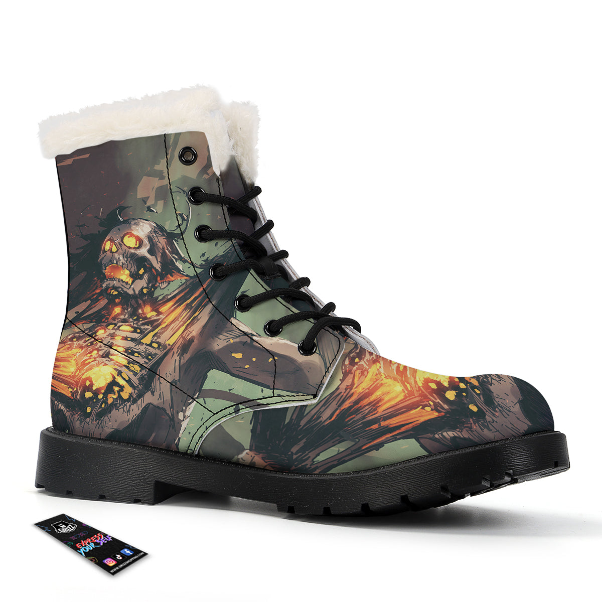 Ghost Skeleton Print Winter Boots-grizzshop