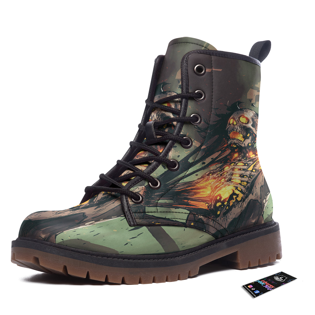 Ghost Skeleton Print Work Boots-grizzshop