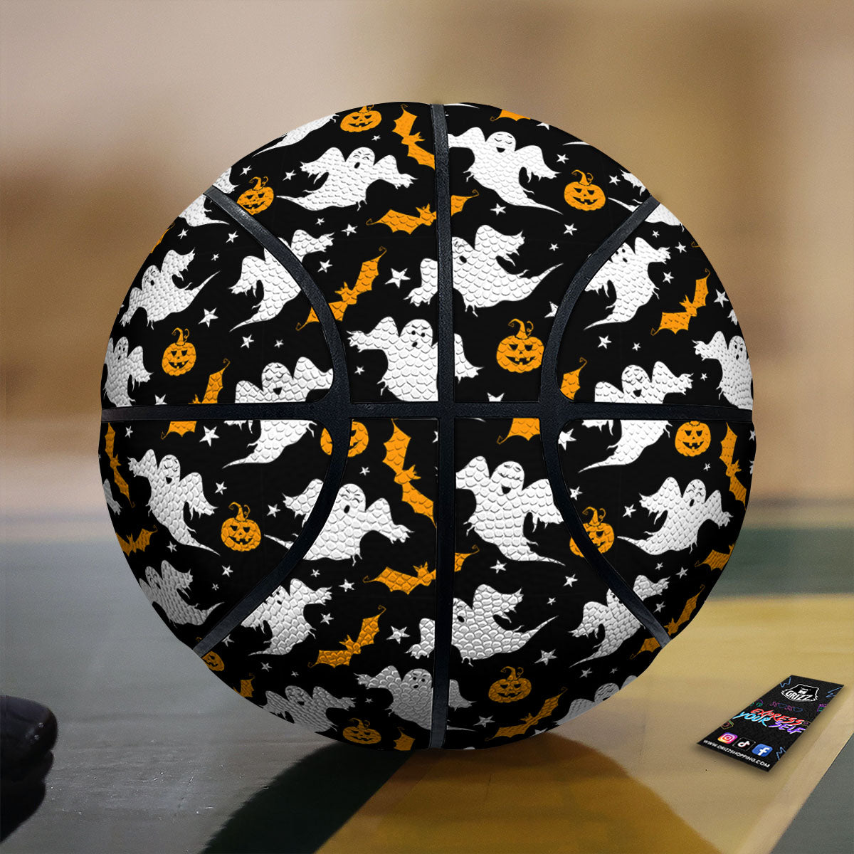 Ghost Halloween Print Pattern Basketball