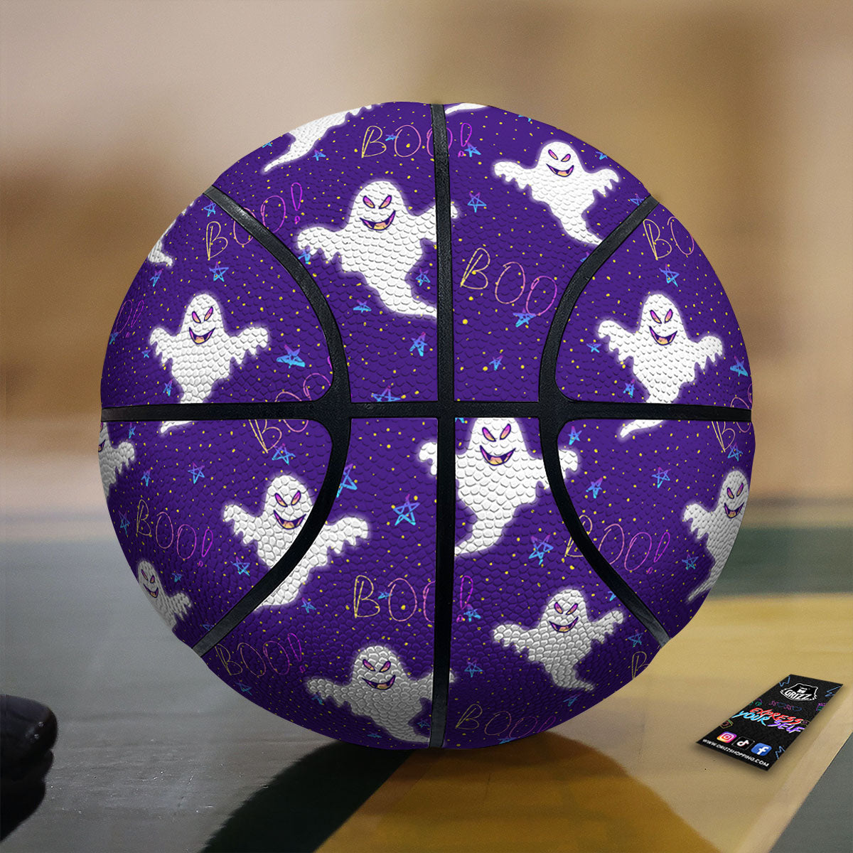 Ghost Happy Halloween Print Pattern Basketball
