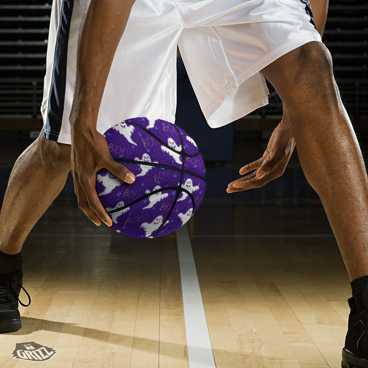 Ghost Happy Halloween Print Pattern Basketball