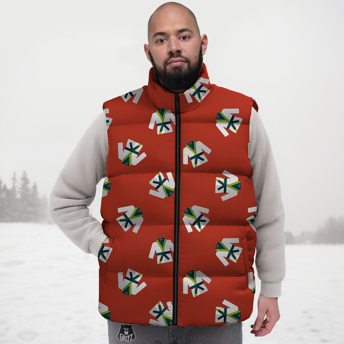 Gi Karate Print Pattern Down Vest