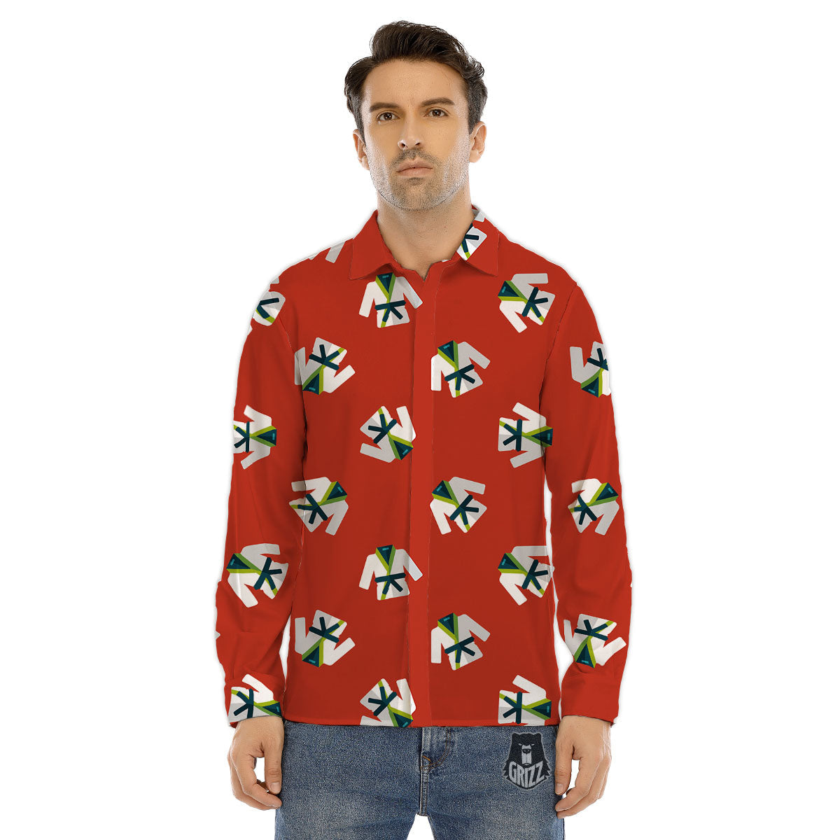 Gi Karate Print Pattern Men's Dress Shirts-grizzshop