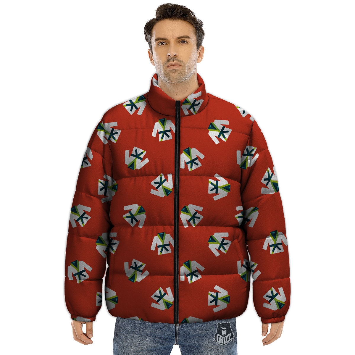 Gi Karate Print Pattern Puffer Jacket-grizzshop
