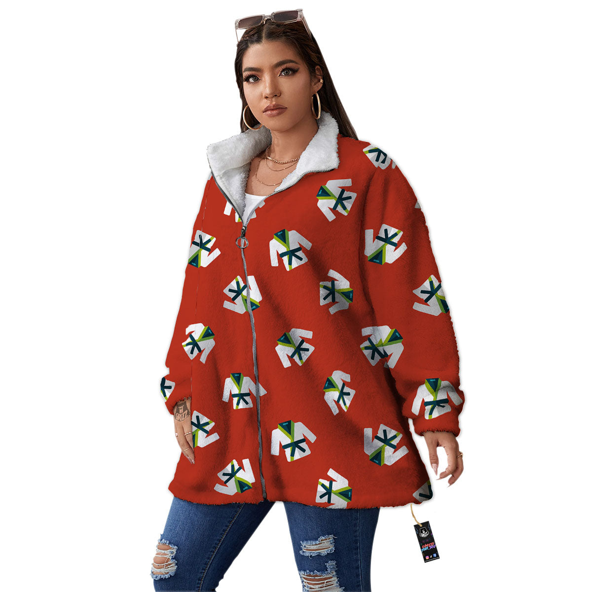 Gi Karate Print Pattern Women's Sherpa Jacket-grizzshop