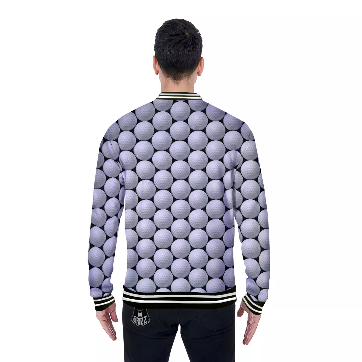 Giant Golf Ball Print Pattern Baseball Jacket-grizzshop