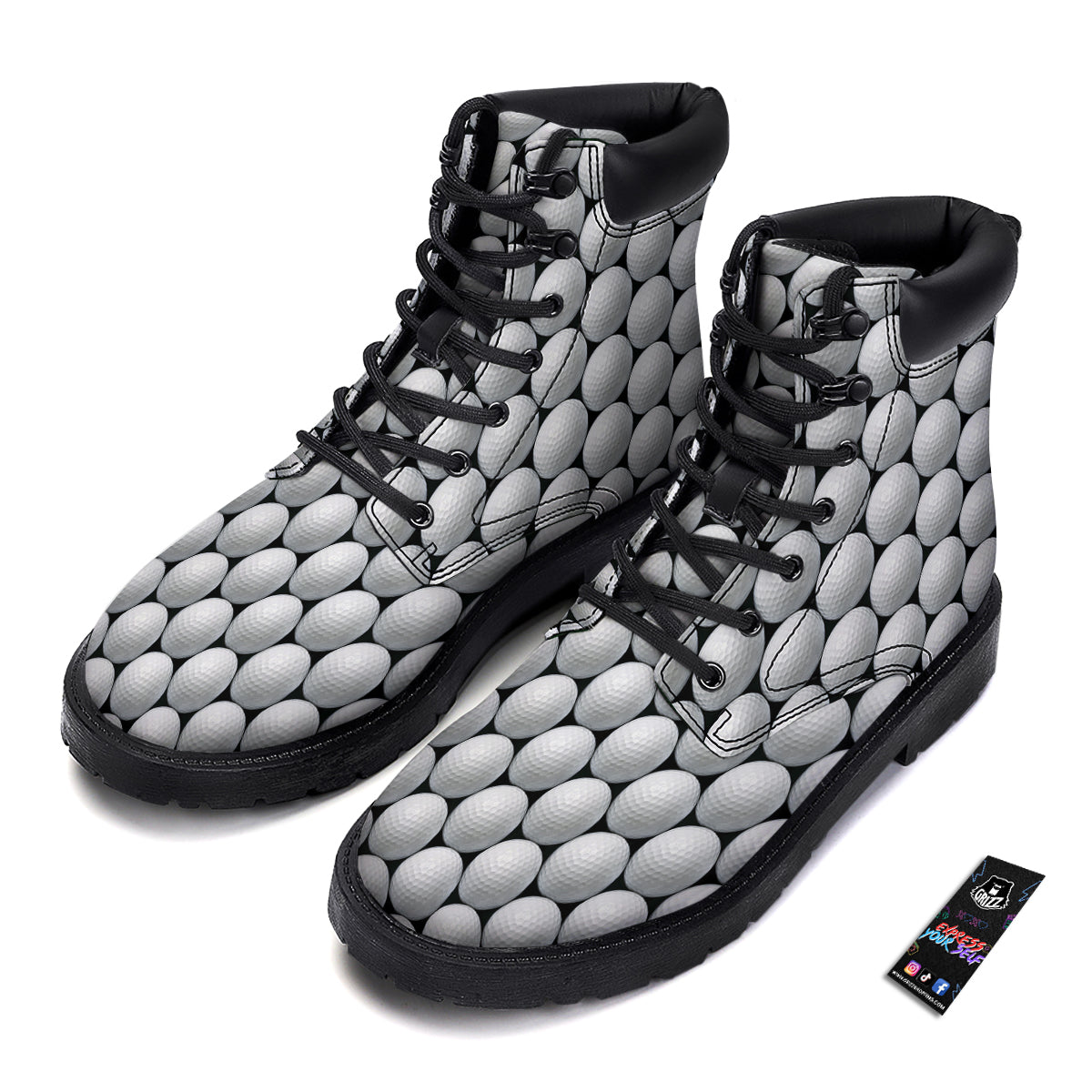 Giant Golf Ball Print Pattern Boots-grizzshop