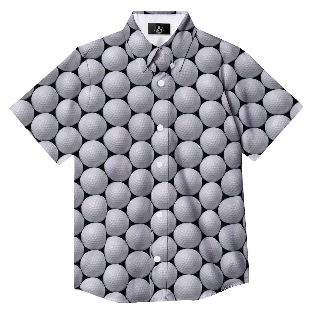 Giant Golf Ball Print Pattern Button Up Shirt-grizzshop