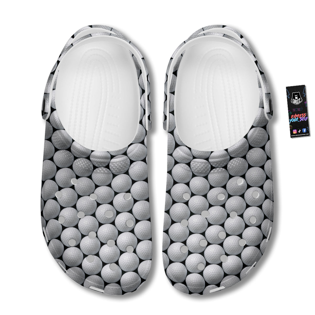 Giant Golf Ball Print Pattern Clog-grizzshop