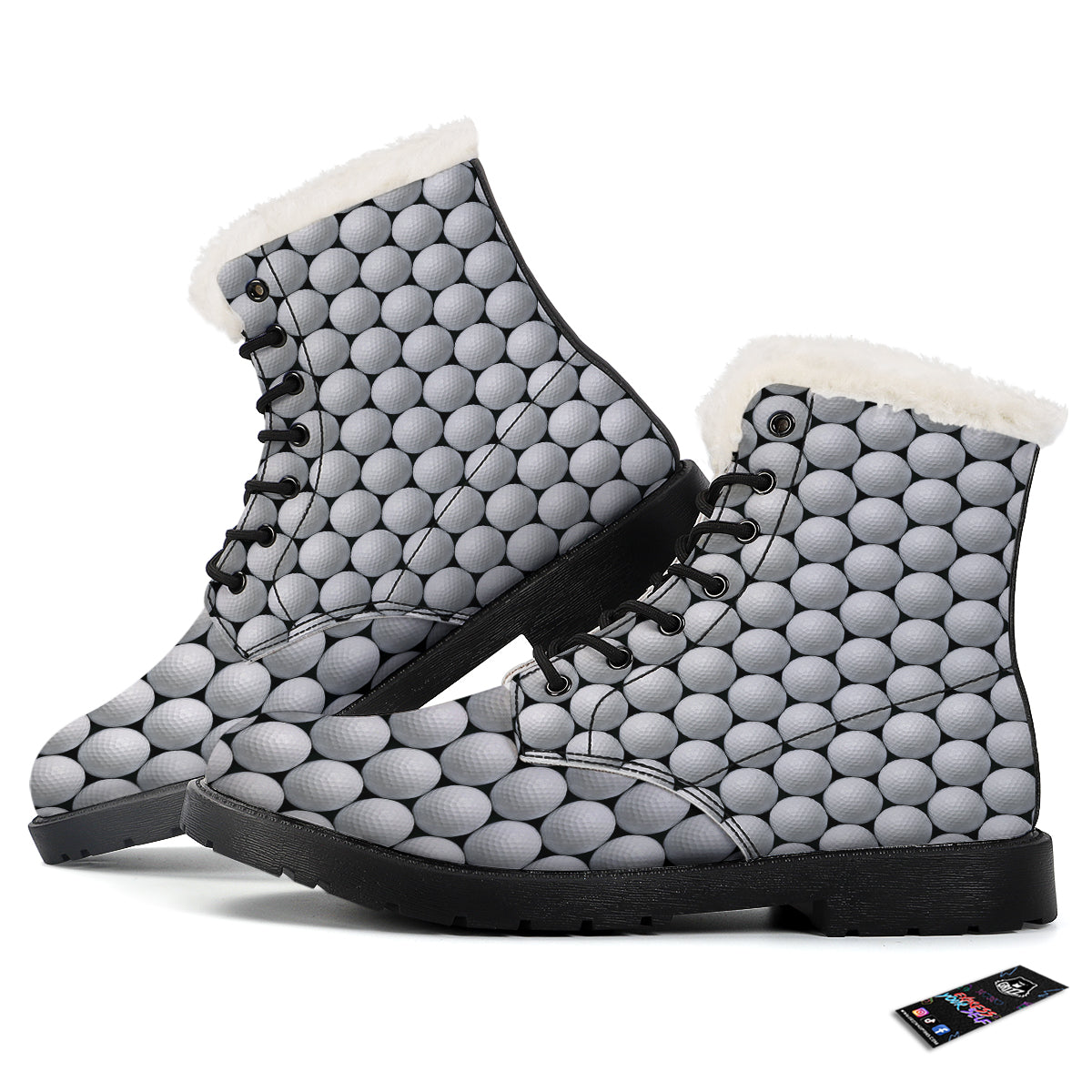 Giant Golf Ball Print Pattern Winter Boots-grizzshop