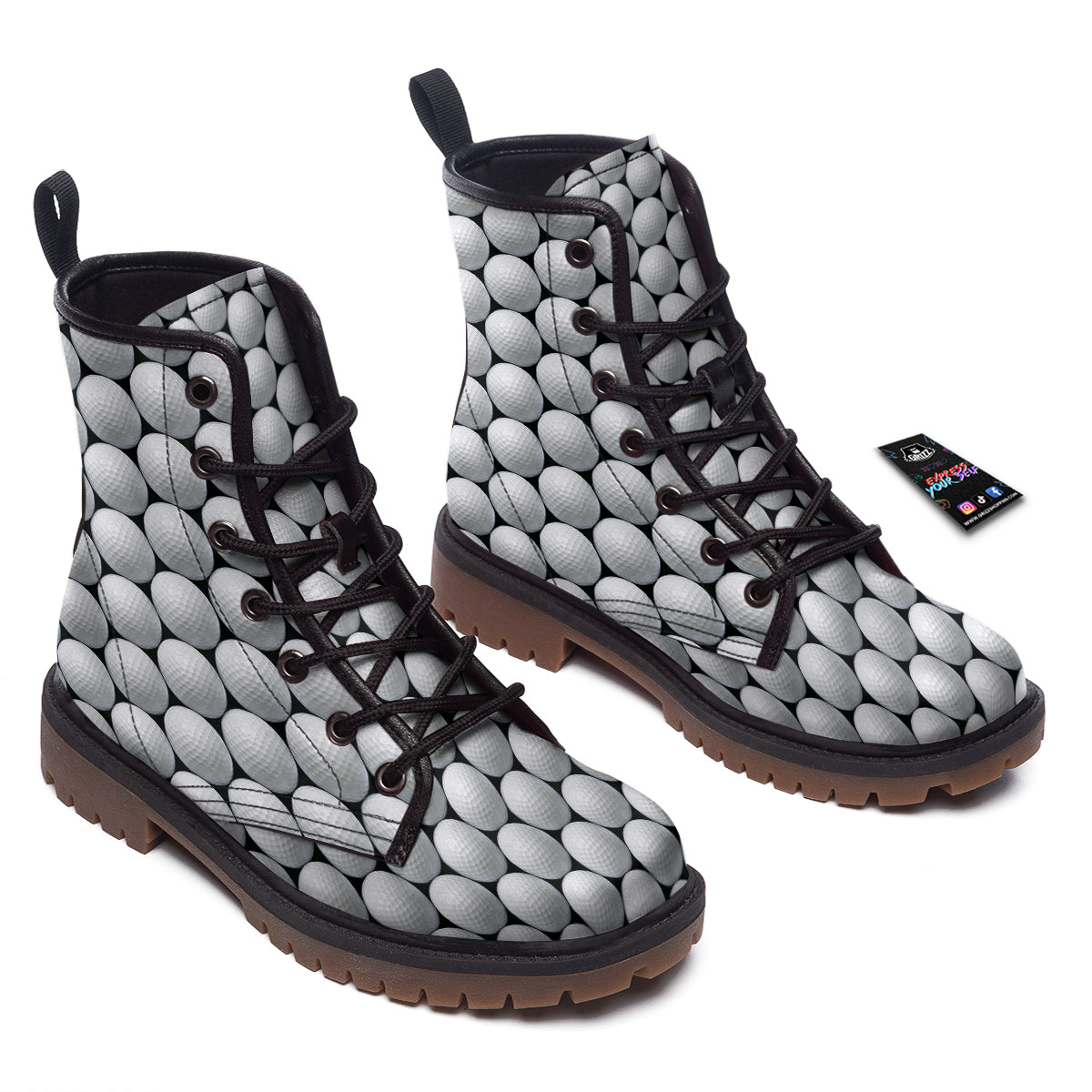 Giant Golf Ball Print Pattern Work Boots-grizzshop