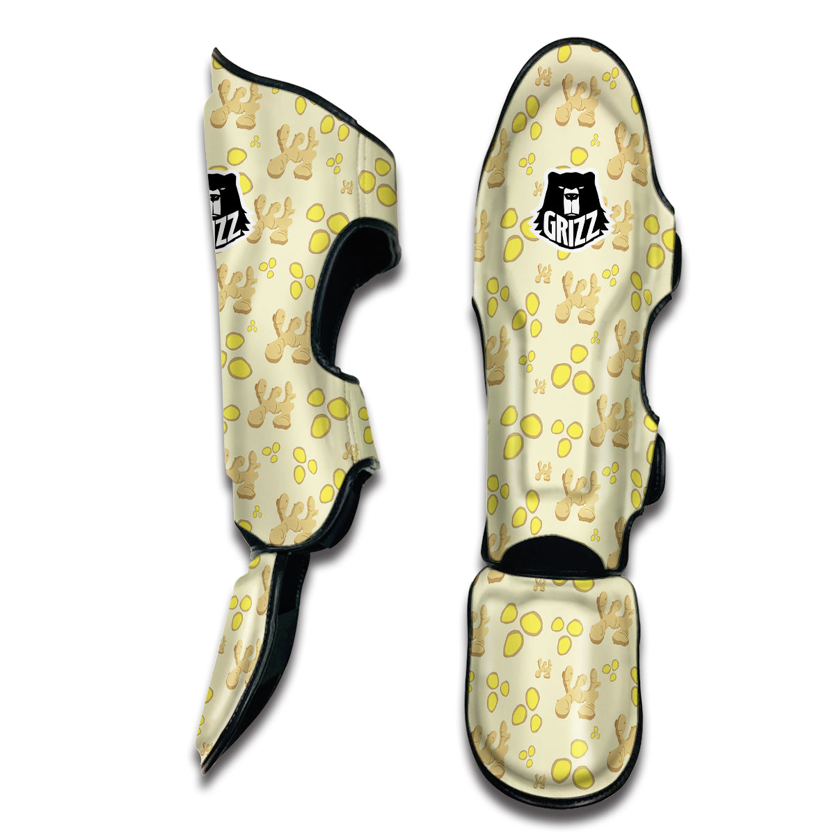 Ginger Watercolor Print Pattern Muay Thai Shin Guards-grizzshop