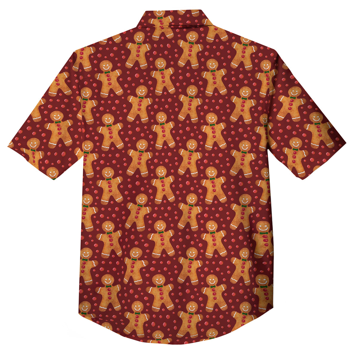Gingerbread Brown Print Pattern Button Up Shirt-grizzshop