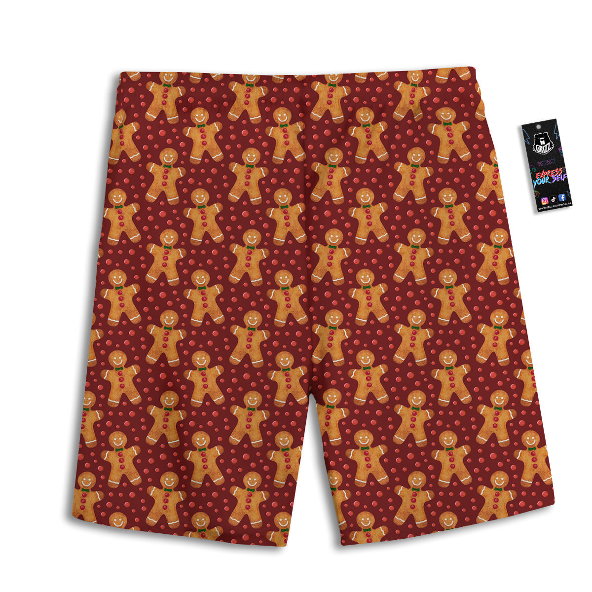 Gingerbread Brown Print Pattern Men's Athletic Shorts
