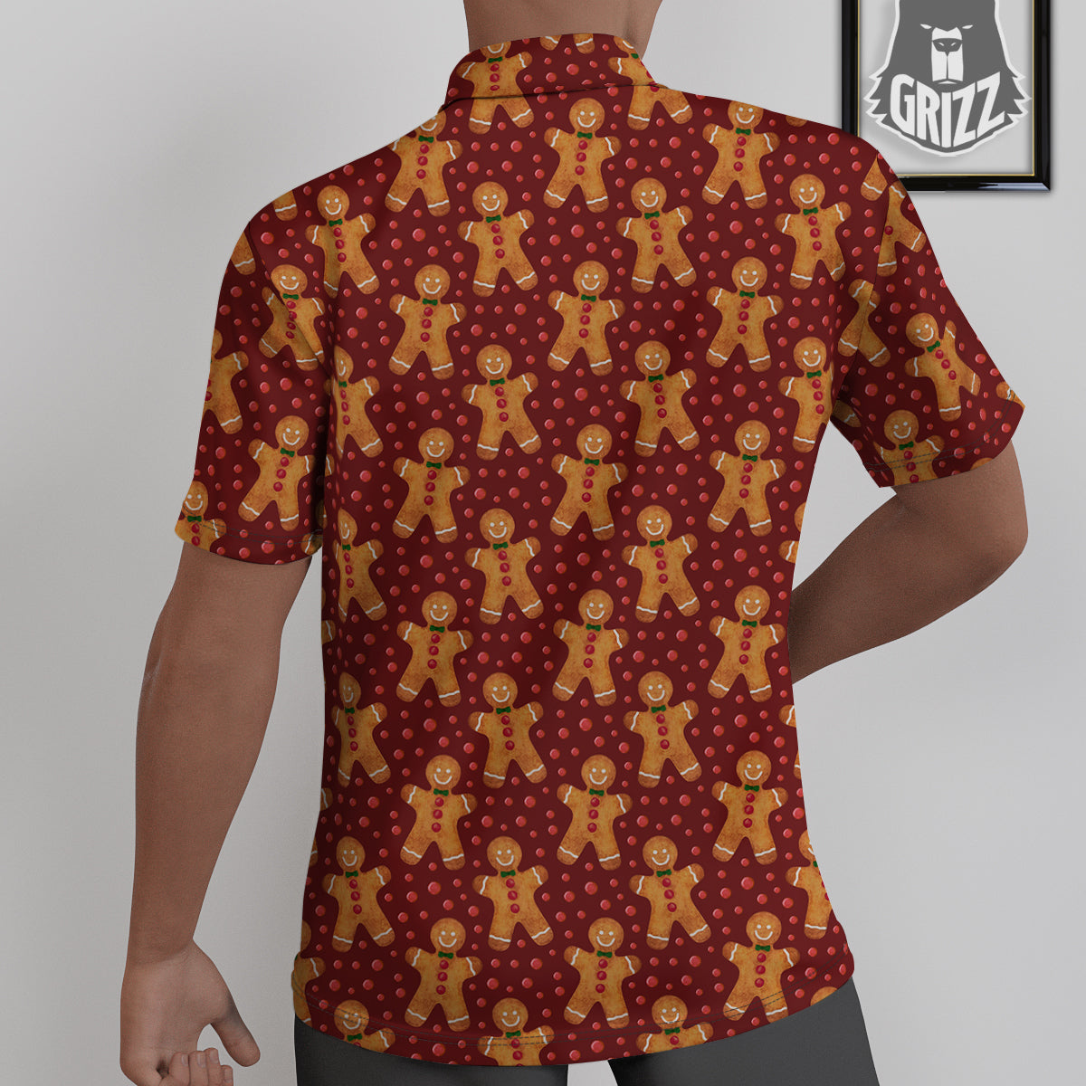 Gingerbread Brown Print Pattern Untucked Shirts-grizzshop