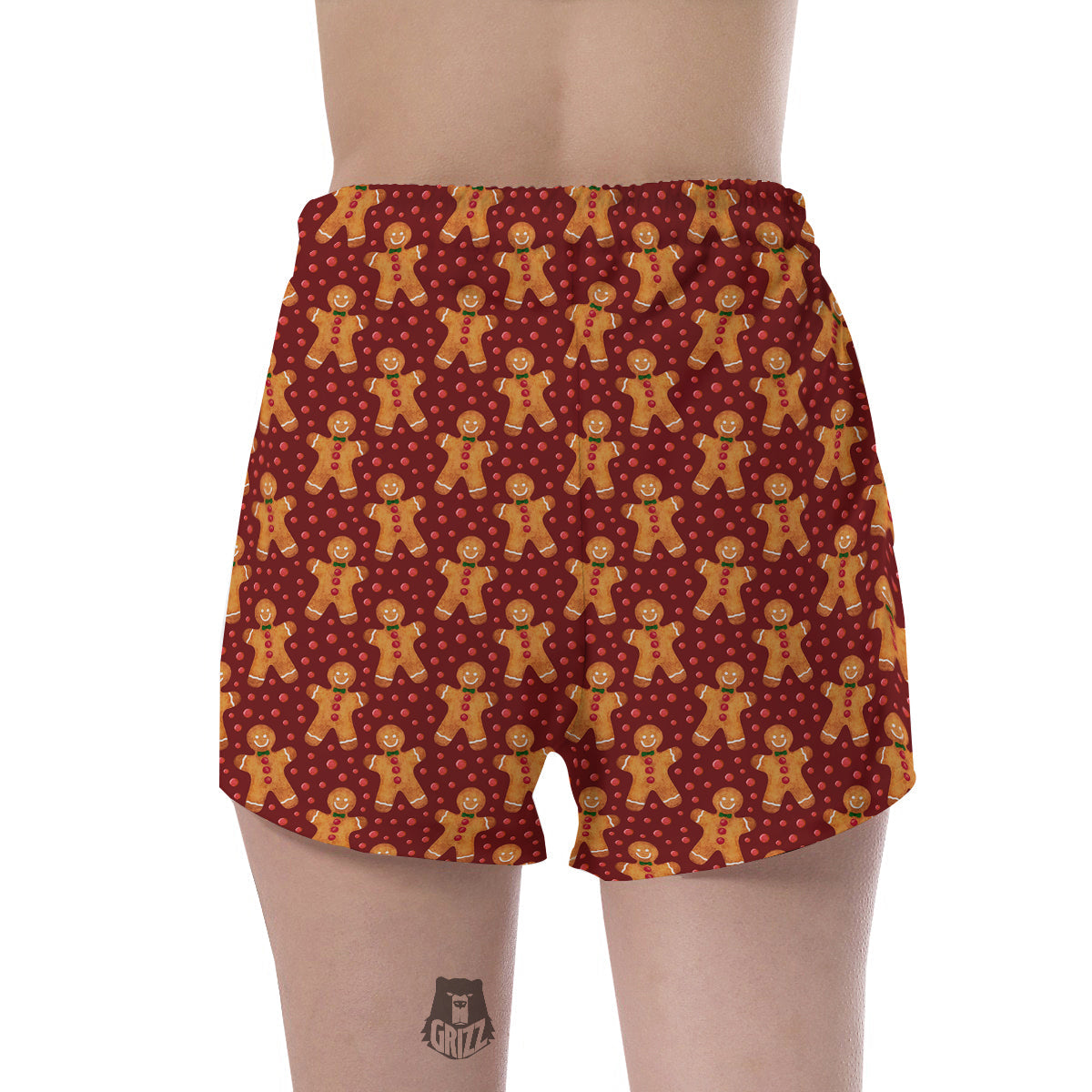 Gingerbread Brown Print Pattern Women's Shorts-grizzshop