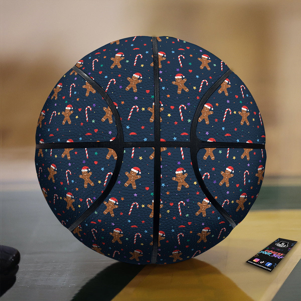 Gingerbread Christmas Print Pattern Basketball-grizzshop