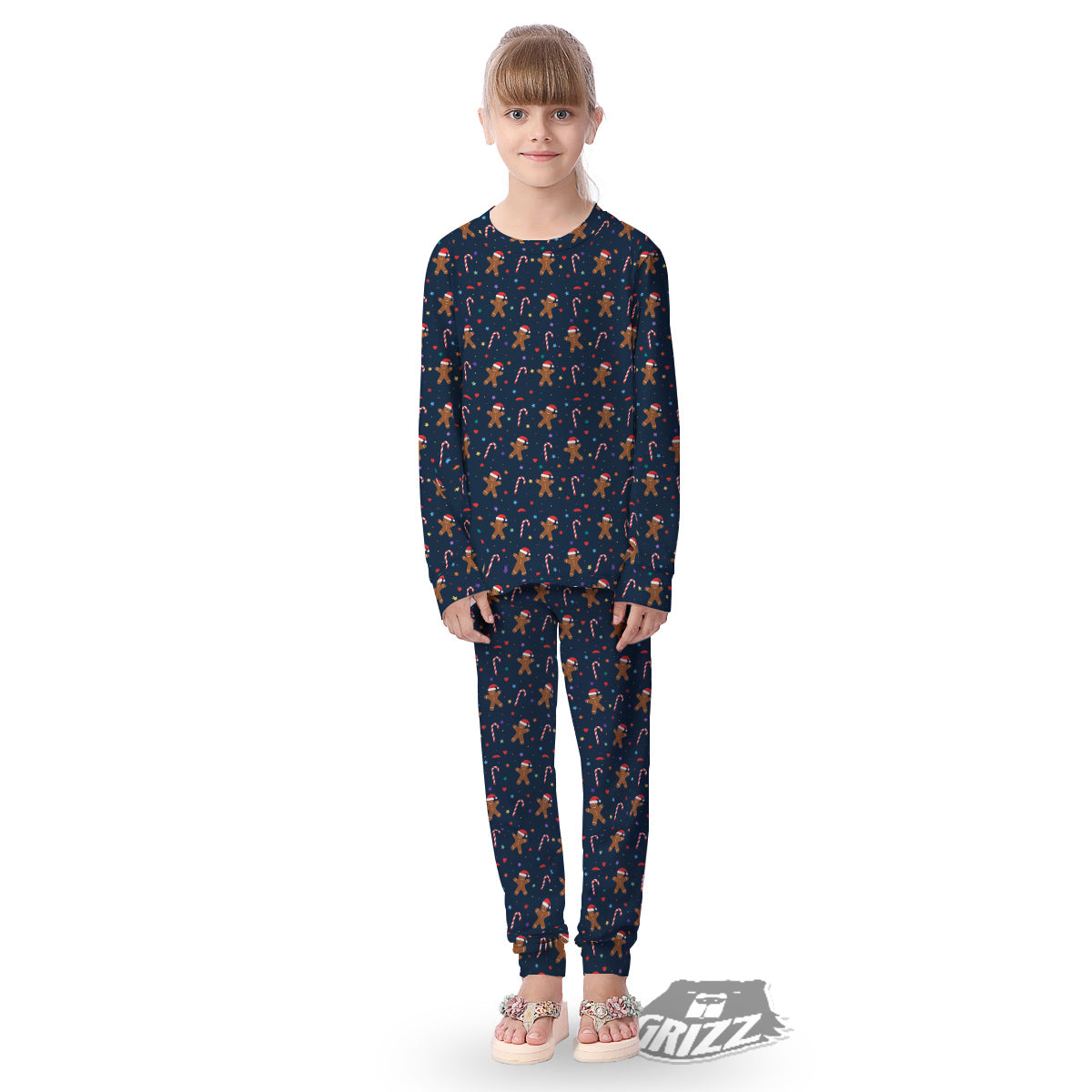 Gingerbread Christmas Print Pattern Kid's Pajamas-grizzshop